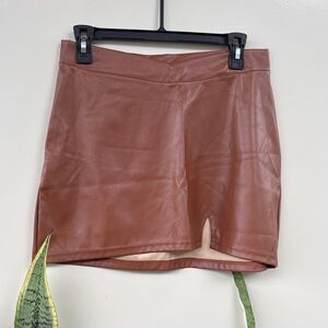SHEIN Tan Faux Leather Skirt
